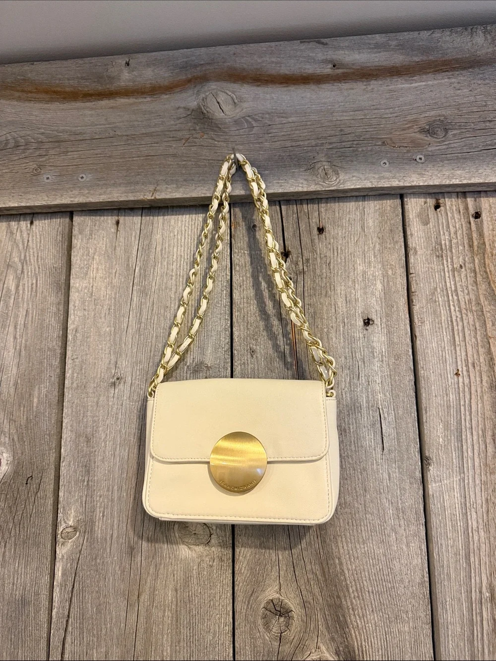 Isaac Mizrahi Cream Crossbody Bag with Gold Accent - Shoulder Purse-Small - Picture 10 of 11